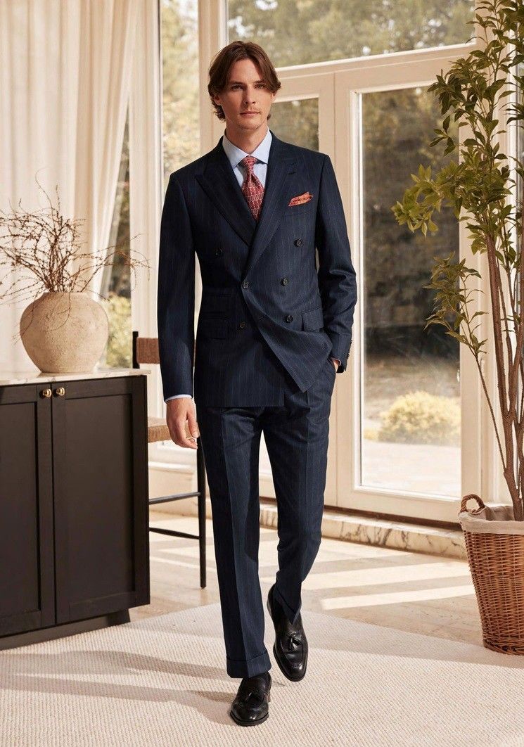 Navy Double-Breasted Pinstripe Suit – Confident, Sharp &amp; Timeless