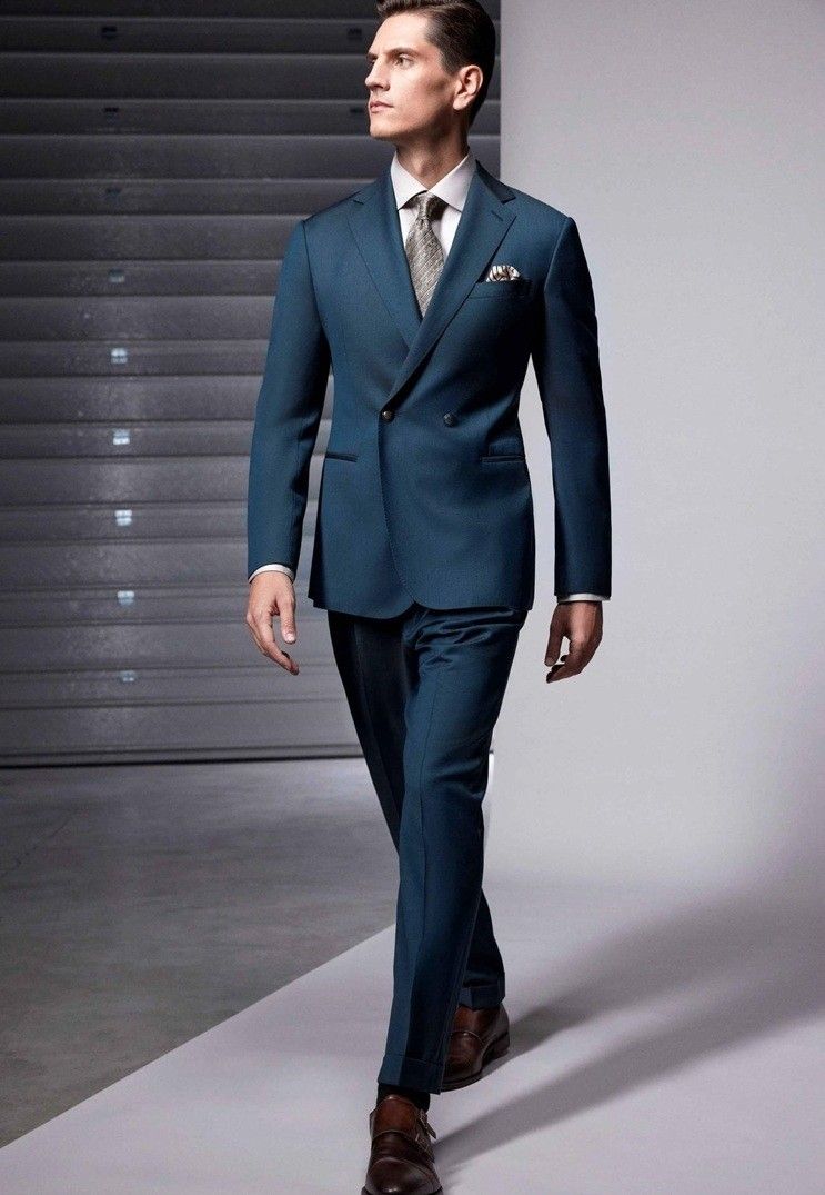 Petrol Green Double-Breasted Wedding Suit
