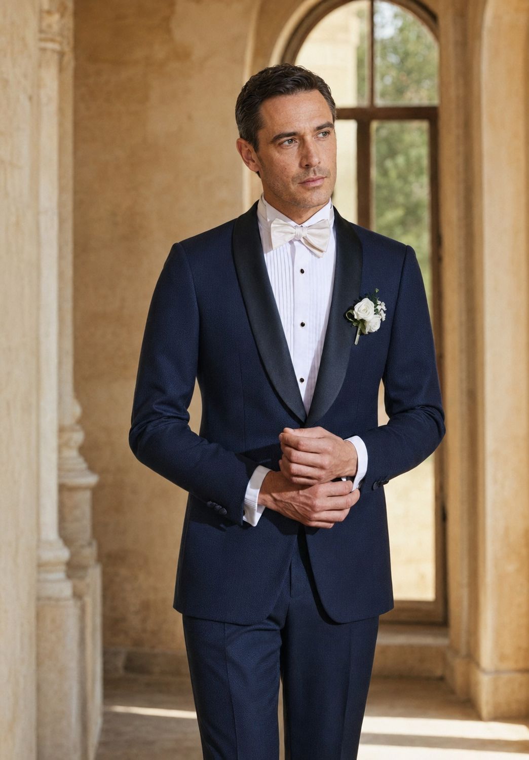 Navy Jacquard Wedding Suit – Textured Elegance for the Big Day