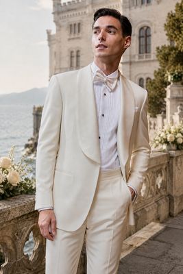Esmoquin Marfil de Boda – Ícono Moderno de la Elegancia