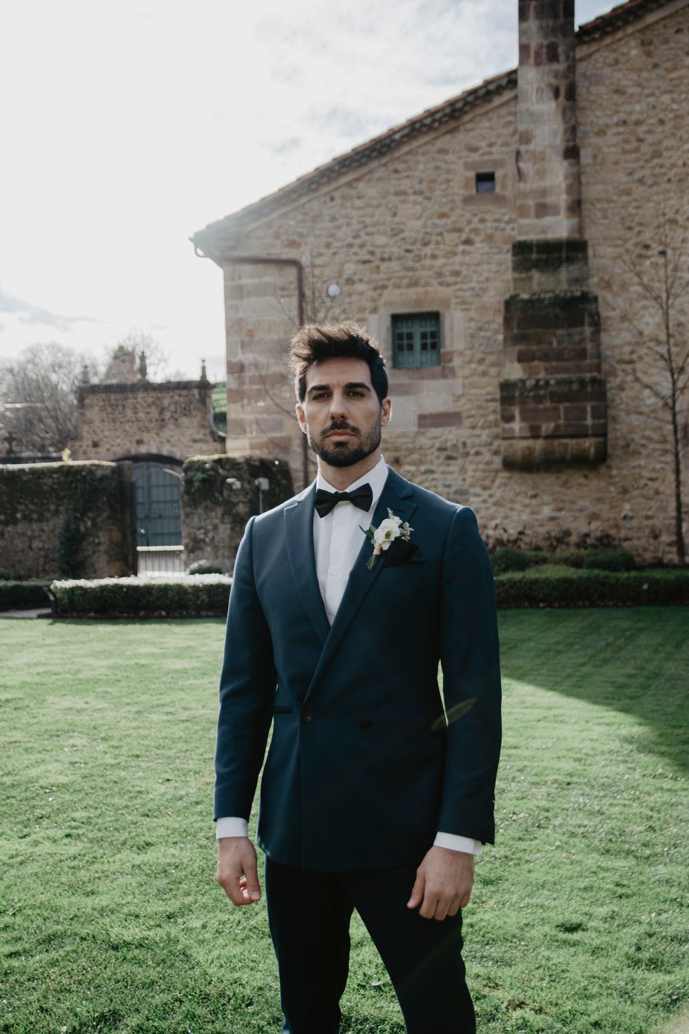 Traje de Boda Cruzado en Verde Petróleo