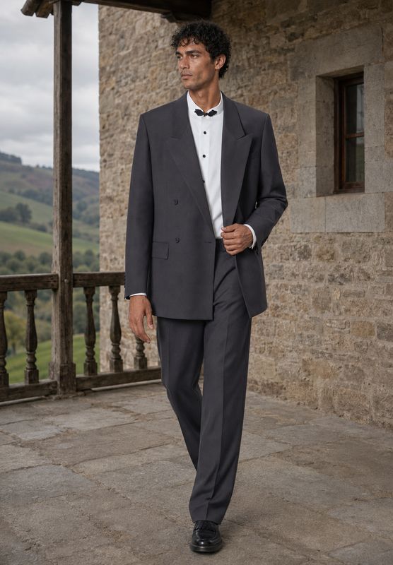Double-Breasted Tuxedo – Charcoal Grey