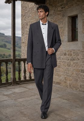 Esmoquin Cruzado – Gris Carbón