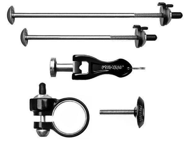 Pinhead 4 Pack Lock Set - QR Wheel Skewer locks, Seatpost/Saddle lock, and Headset/Stem lock