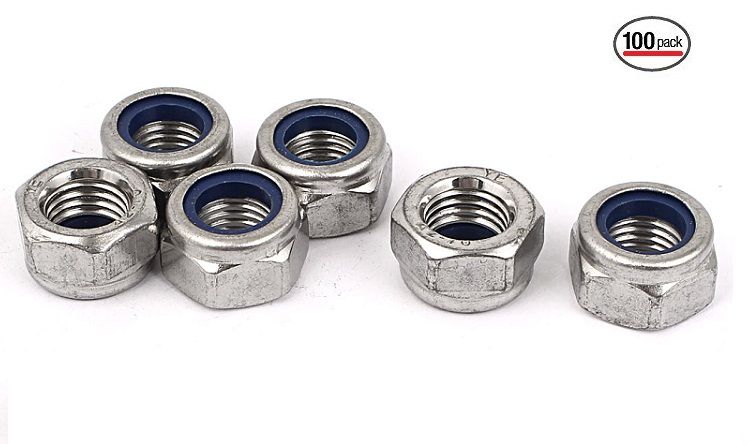 Noix en acier inoxydable avec bague en nylon