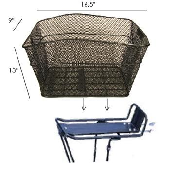 Panier acier noir tressé pour porte bagage arrière