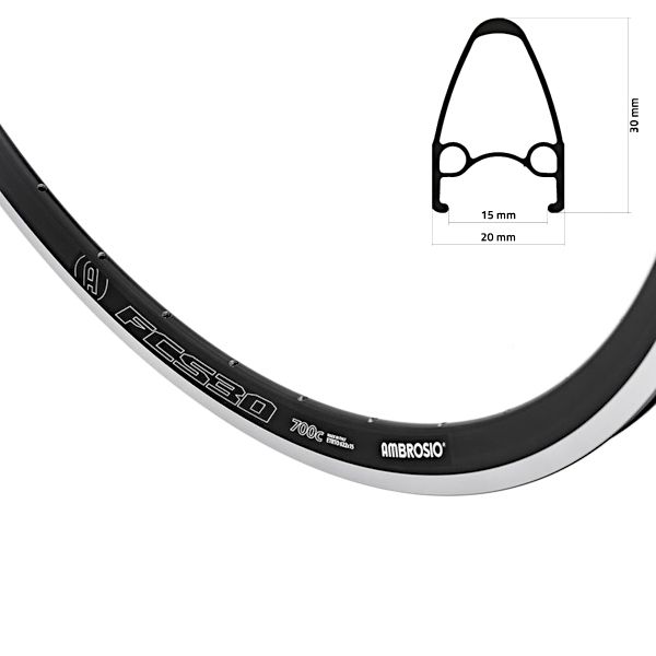 Ambrosio FCS30 - Jante 700C Noir
