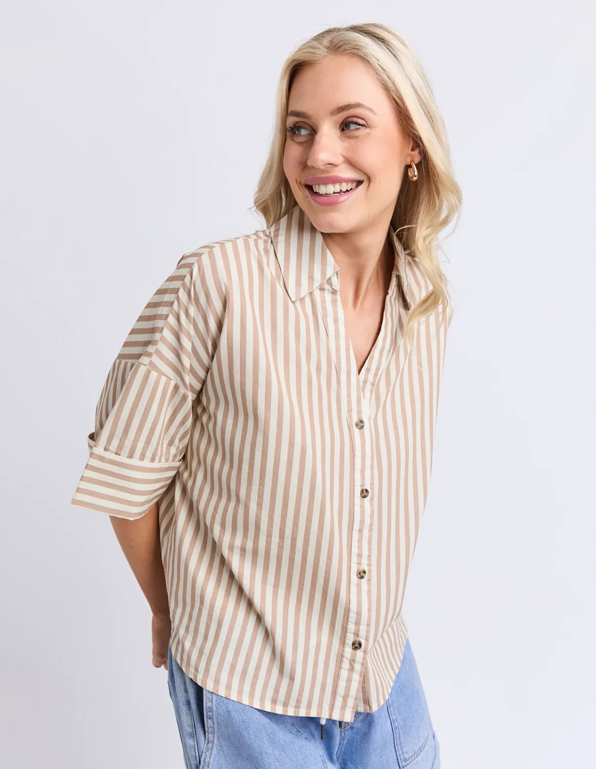 ELM Striped Holiday Shirt Natural
