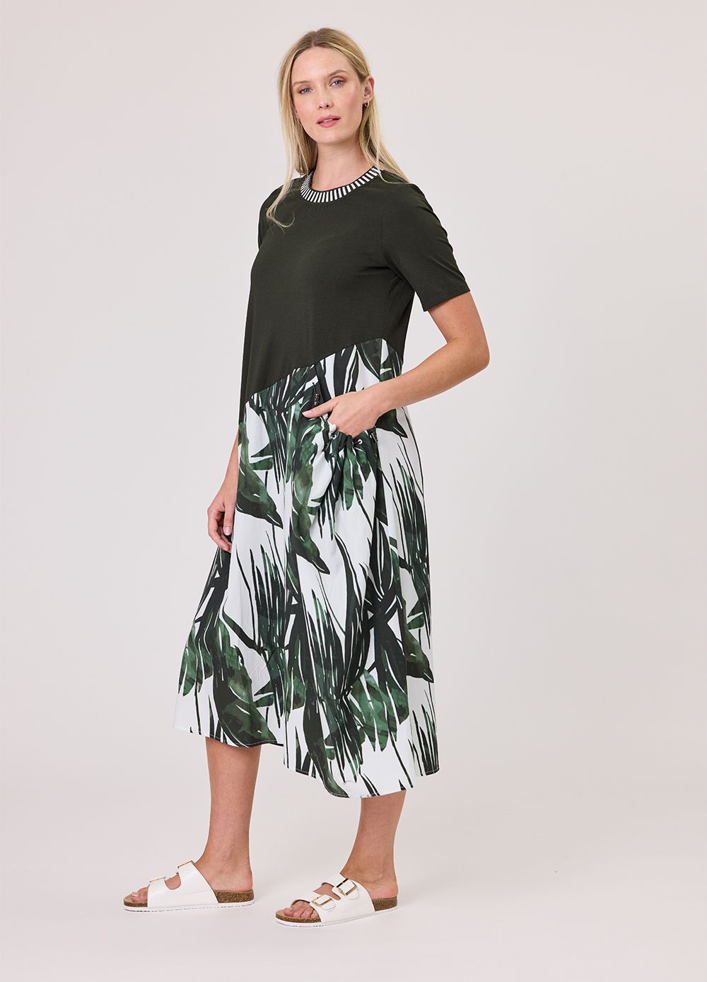 DUO Breeze Mixed Dress, Fabric: Cotton Blend, Size: 10, colour: Black &amp; White