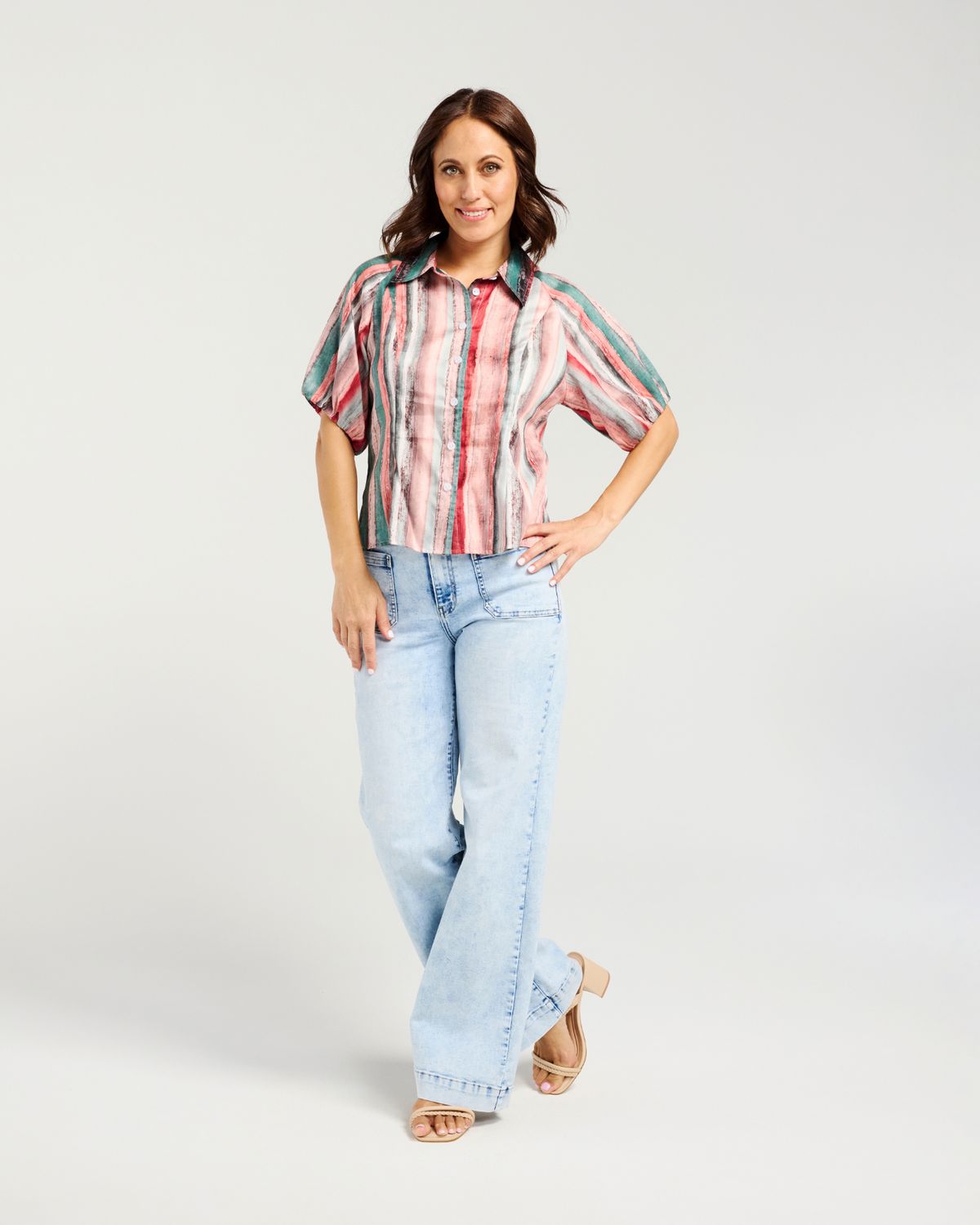 Marie Shirt, Fabric: 100% Cotton, Size: 10, colour: Brush Stripe