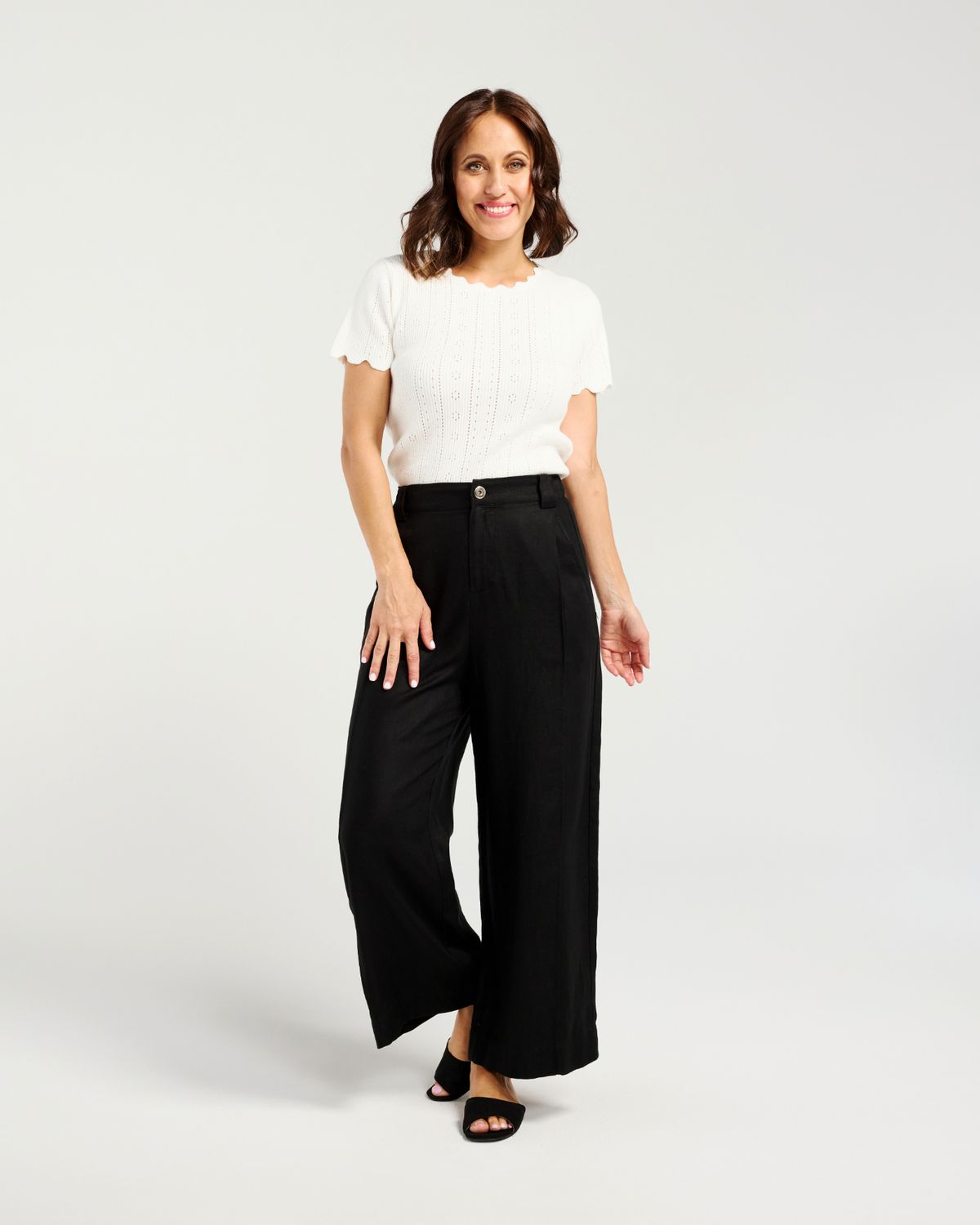 Isolde Pant, Fabric: 70% Tencel 30% Linen, Size: 10, colour: Black