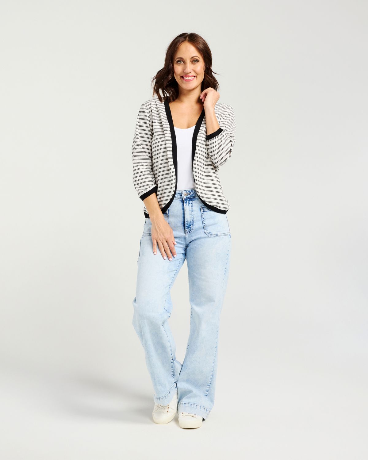 Quinn Cardi, Fabric: 74% Polyester 20% Cotton 6% Spx, Size: 8, colour: Ebony fleck