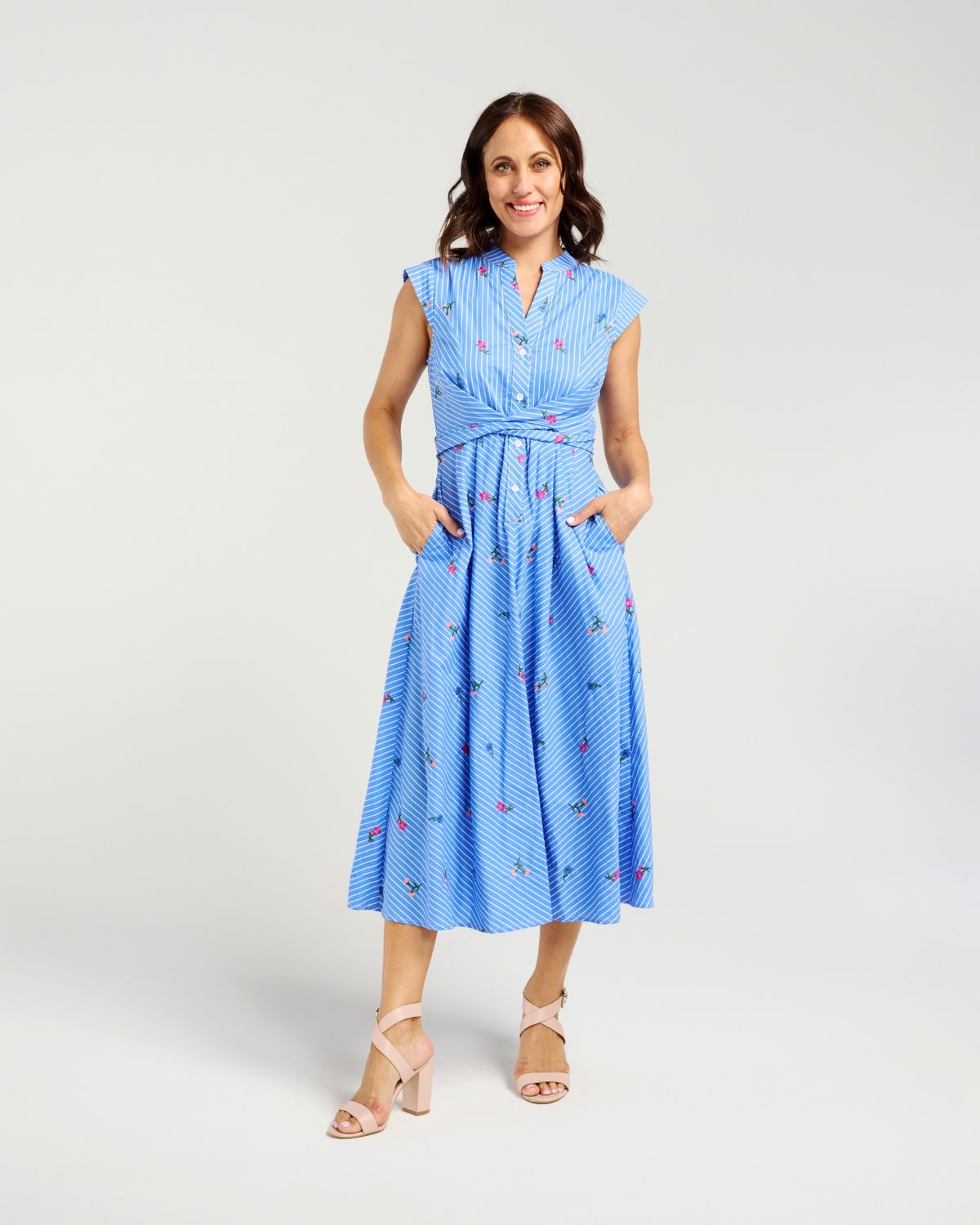 Mila Dress, Fabric: 100% Cotton, Size: 10, colour: Spring Stripe