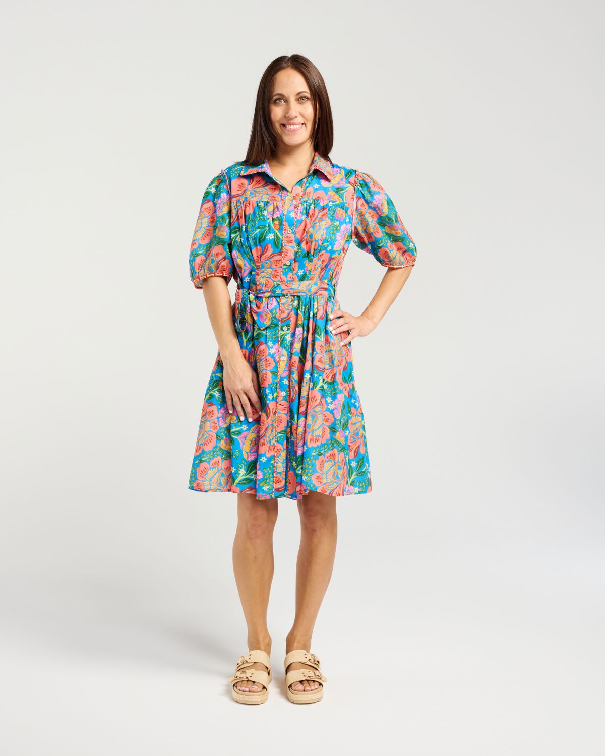 SEDUCE Amphora Dress, Fabric: 100% Cotton, Size: S, colour: Bold Blossom