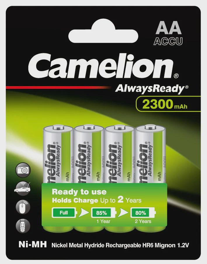 Camelion AA Always Ready 2300mAh Rechargeable Battery 4pk