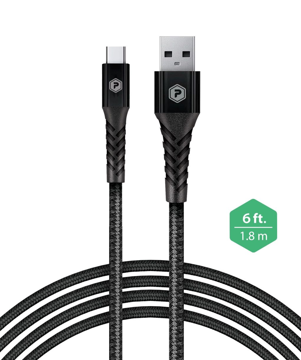 PowerPeak 6ft. Braided Nylon USB-A To USB Type-C Charge and Sync Cable - Black