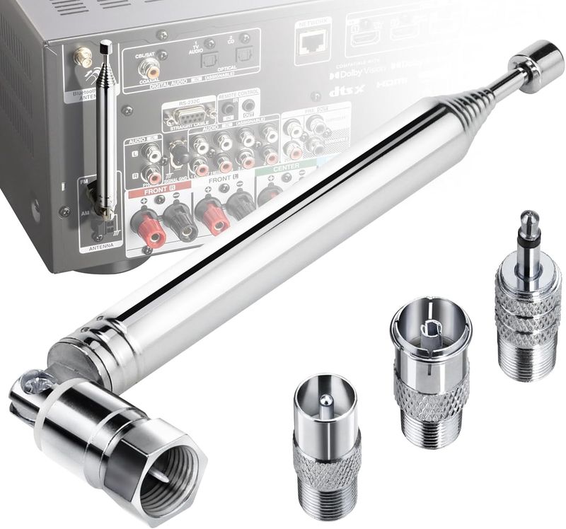Telescopic Indoor FM Antenna with Adapters