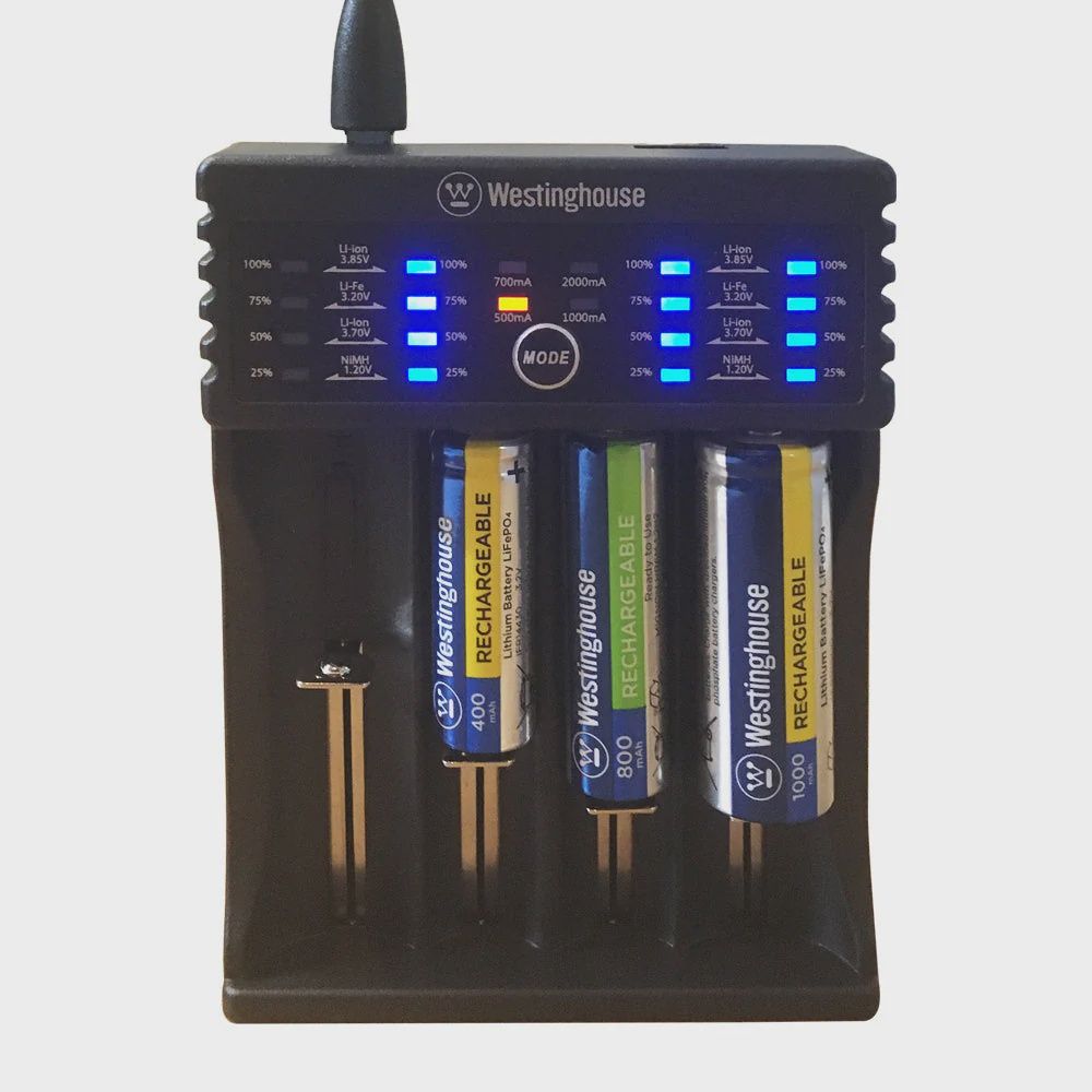 Westinghouse Universal Ni-MH, Li-ion, Li-Fe Smart Battery Charger - 4 Bay