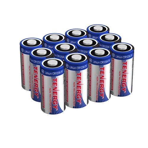 Tenergy CR123A 3V Lithium Batteries, 1400mAh - 12-Pack (Non-Rechargeable)