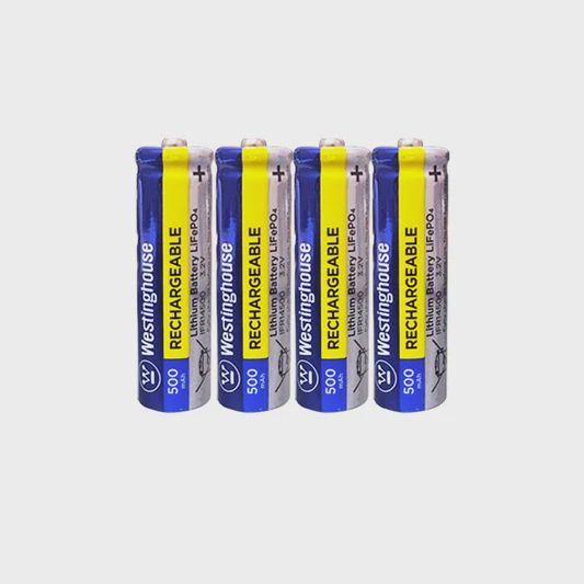Westinghouse IFR14500 Lithium Iron Phosphate Rechargeable Flashlight Battery 500mAh - Blister Pack of 4