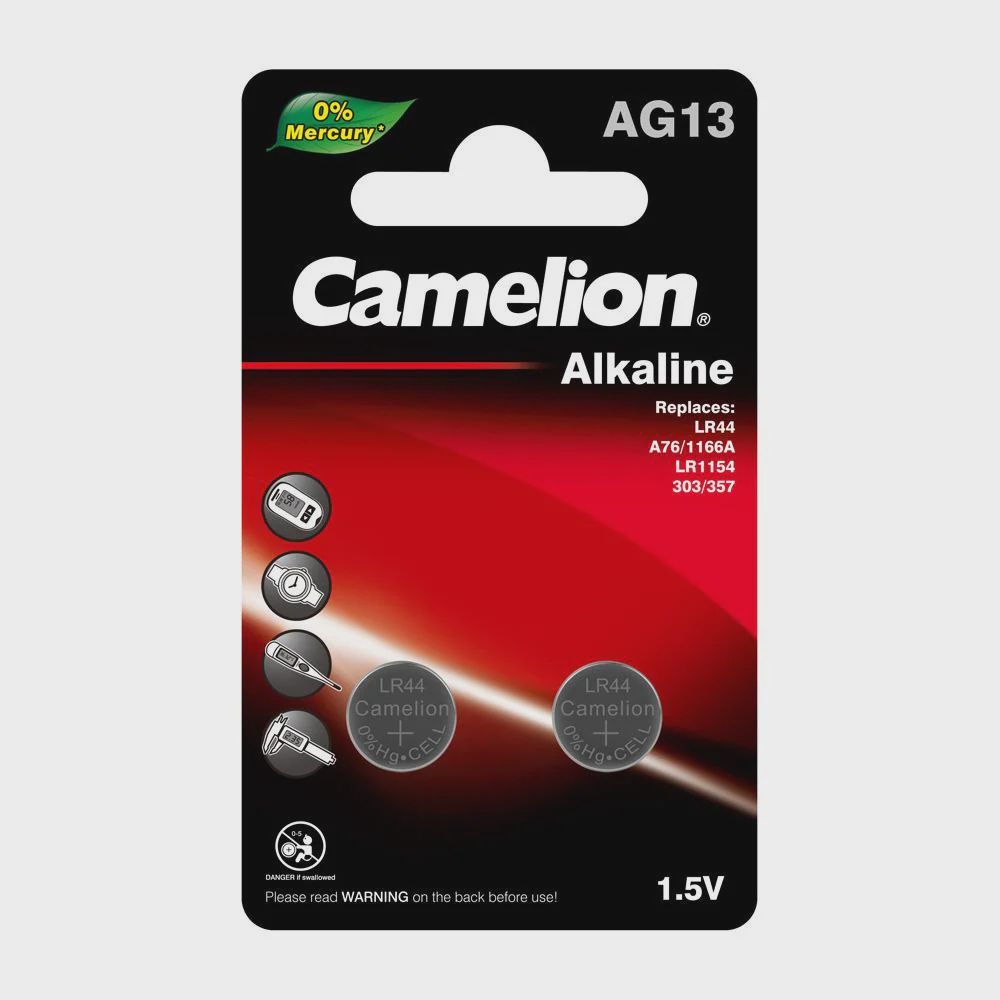 Camelion AG13 / LR44 / SR44 / A76 Button Cell Battery (2-Pack)