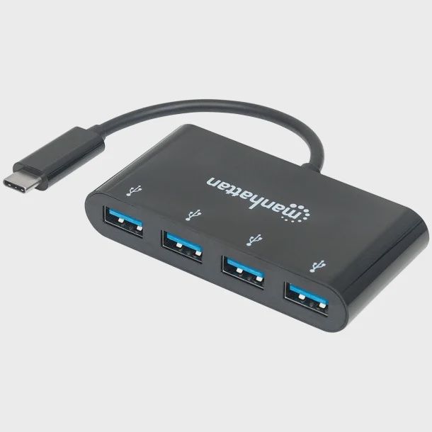 Manhattan SuperSpeed USB 3.1 Hub – 4-Port USB-A Expansion for USB-C Devices