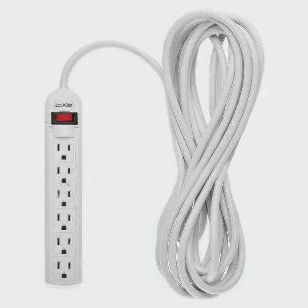 Digital Energy 6-Outlet Surge Protector Power Strip (15 ft. Cord, White)