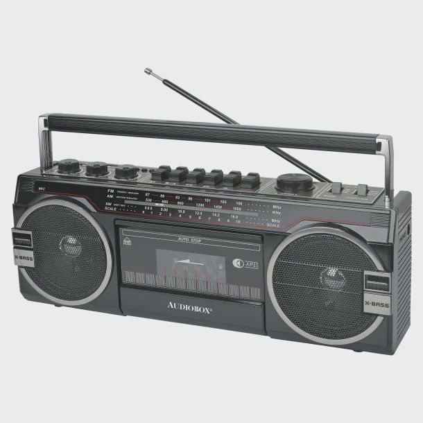 Audiobox RXC-25BT 10-Watt Portable Cassette Player and Recorder Boombox with Bluetooth (Black)