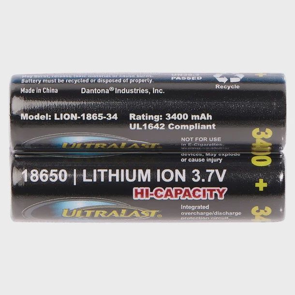 Ultralast 3,400 mAh 18650 High-Capacity Li-Ion Batteries (2-Pack)