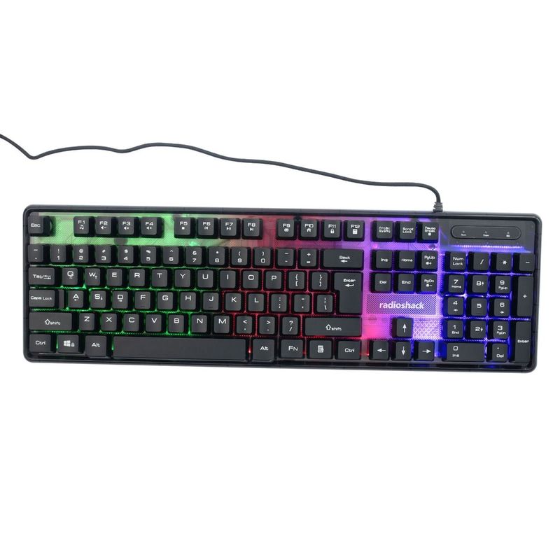 RadioShack Transparent Black Gaming Keyboard with 5V LED Backlight