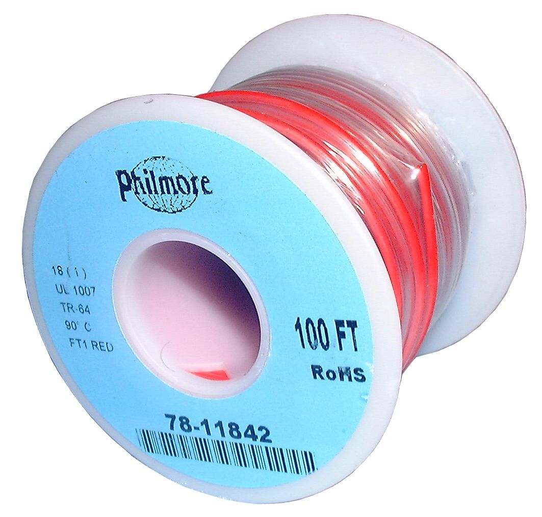 18 AWG Solid Copper Conductor Hook-Up Wire – Red – 100 Ft