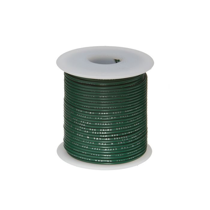 22 AWG Solid Copper Conductor Hook-Up Wire – Green – 100 Ft