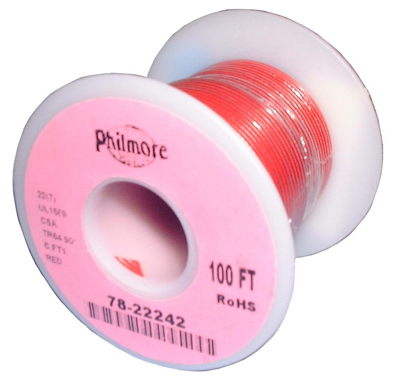 22 AWG Stranded Copper Hook-Up Wire – Red – 100 Ft