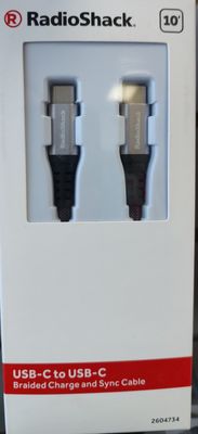 RadioShack USB-C to USB-C Braided Charge and Sync Cable - 10&#39; (Black)