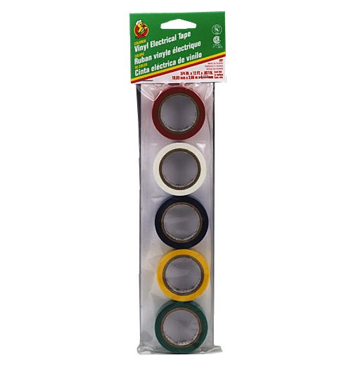 Vinyl Electrical Tape Assortment – 3/4" x 12' (Set of 5 Colors)