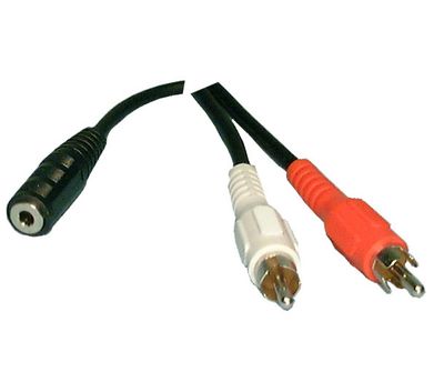 3.5mm Stereo Female to (2) RCA Male Y Adapter – 6 ft.