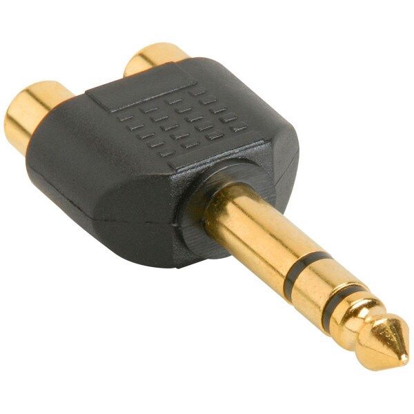 Y-Adapter Stereo Phone 1/4" JACK-TO-PHONO Plugs (Gold Plated)