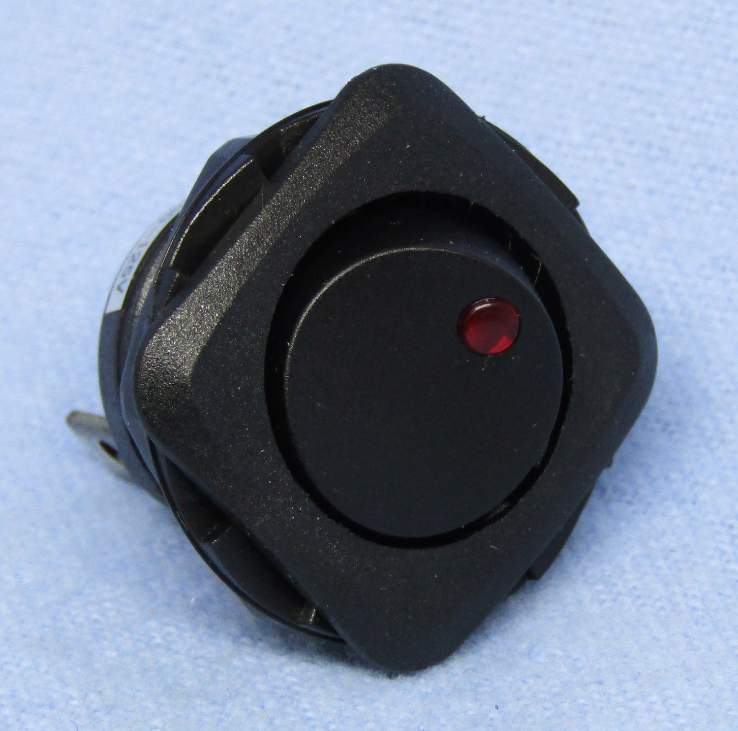 SQ. SPST Round Rocker Switch with Red Neon Lamp