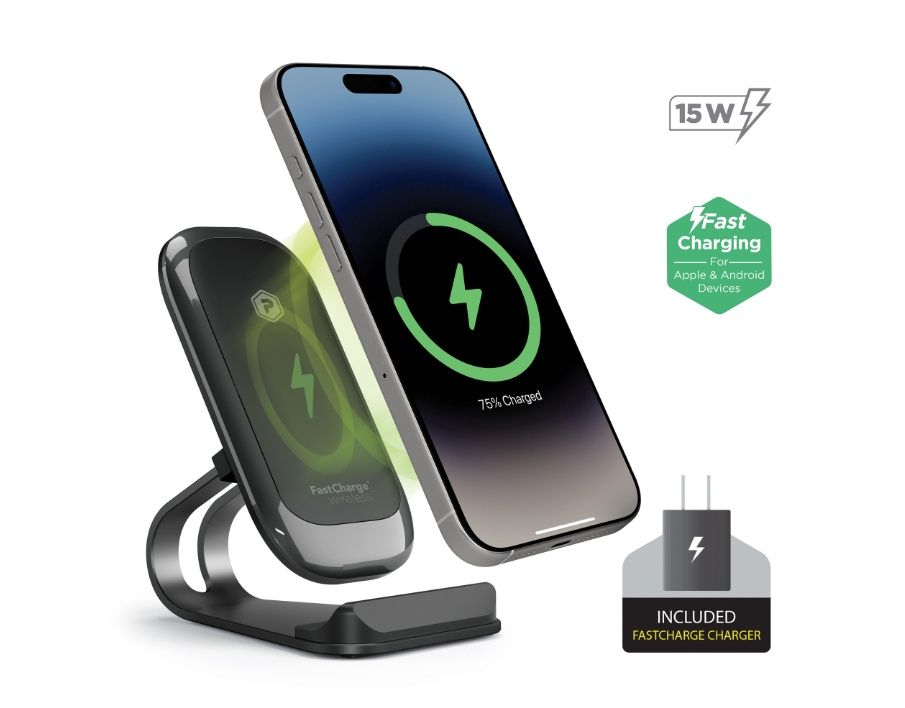 PowerPeak FastCharge Aluminum Wireless Charging Stand – Includes Fast Charge Adapter