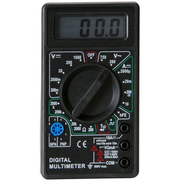 3-1/2 Digit 19-Range Digital Multimeter with Transistor and Diode Test
