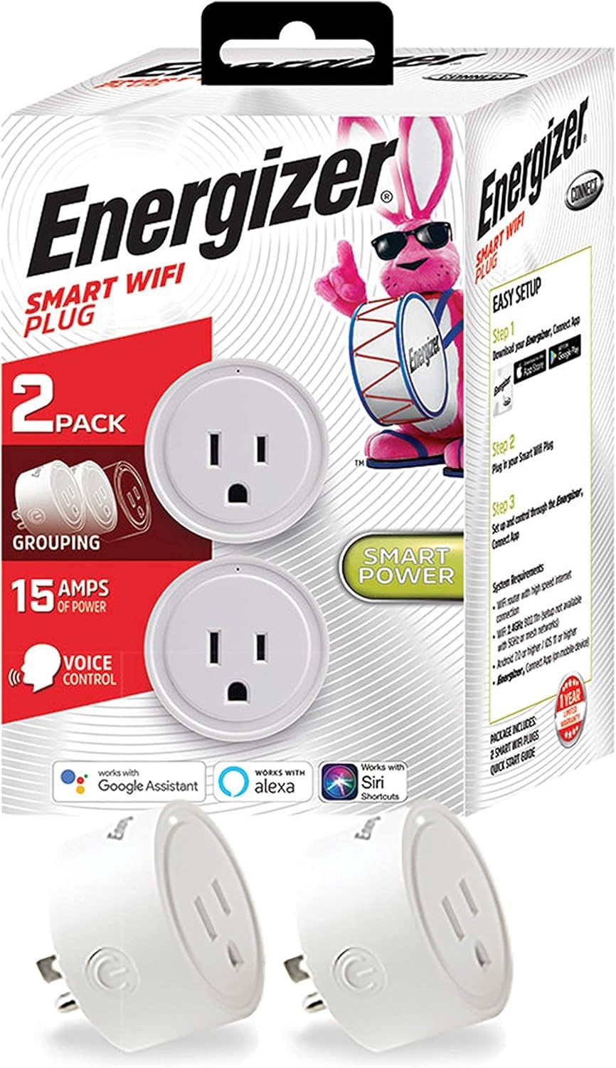 Energizer Connect Smart WiFi 15A Plug - 2-Pack
