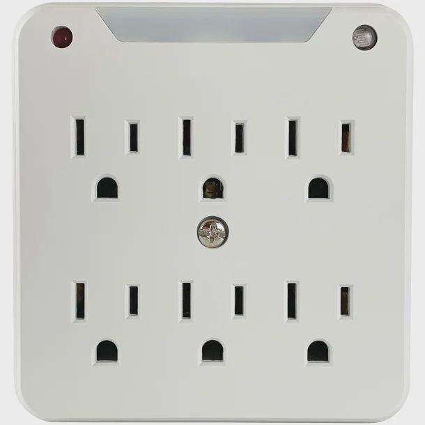 STANLEY SurgePro 750-Joule Surge Suppression Night-Light Wall Tap – 6 Outlets