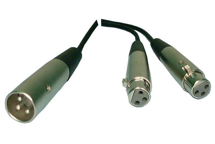 3‑Pin XLR Y Cable – 1 Male to 2 Female (12&quot;) Microphone Splitter