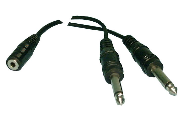 Audio Y Adaptor 1/8&quot; Stereo F - 2 1/4&quot; Mono M