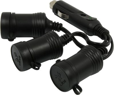 3-Way 12-Volt Adapter with Protective Caps – Heavy-Duty Triple Socket