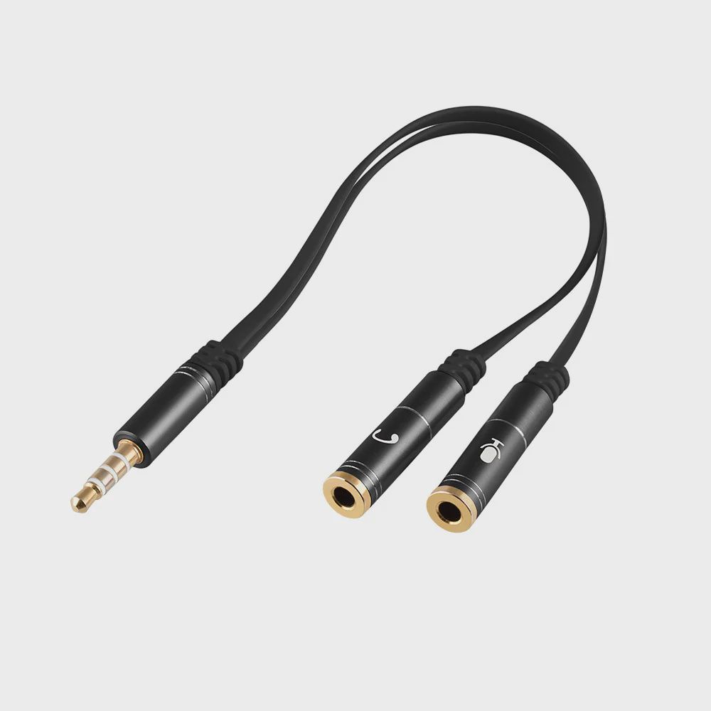 3.5mm Male TRRS to Dual 3.5mm Female Adapter Cable – 6in