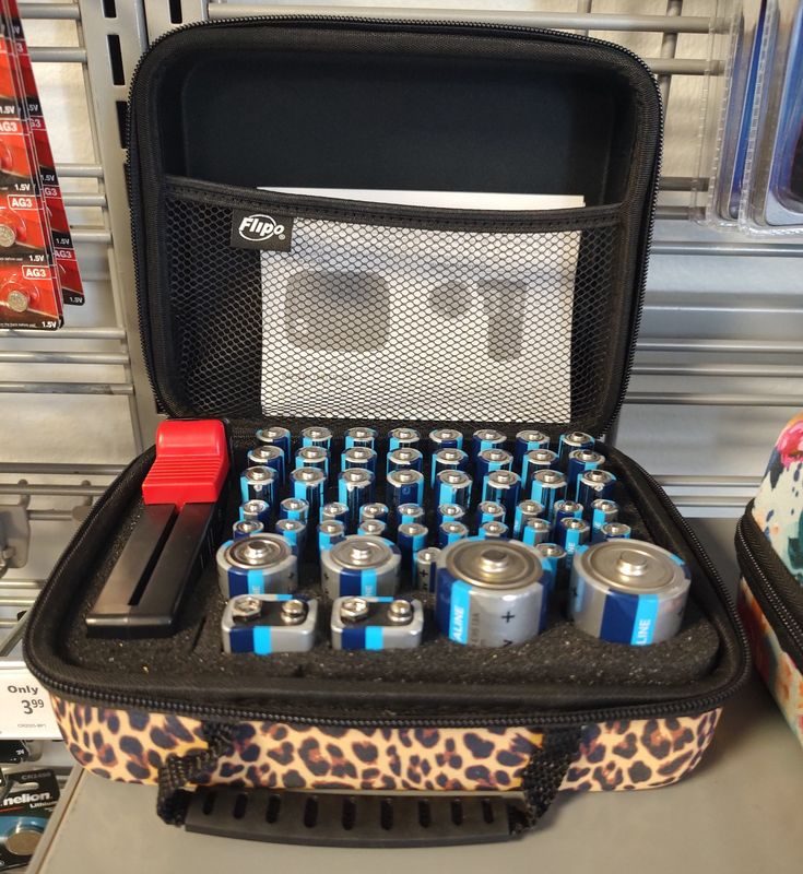 Battery Storage Case with Tester - Filled with Batteries