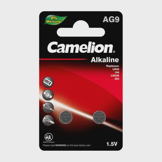 AG9 / LR936 / 194 / 394 1.5V Alkaline Button Cell Battery 2-Pack