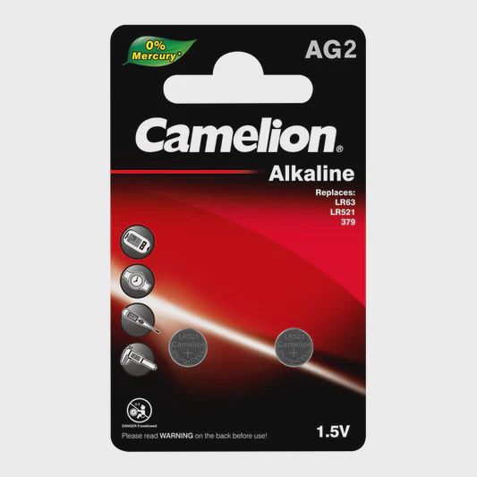 AG2 / LR726 / 396 1.5V Alkaline Button Cell Battery 2-Pack