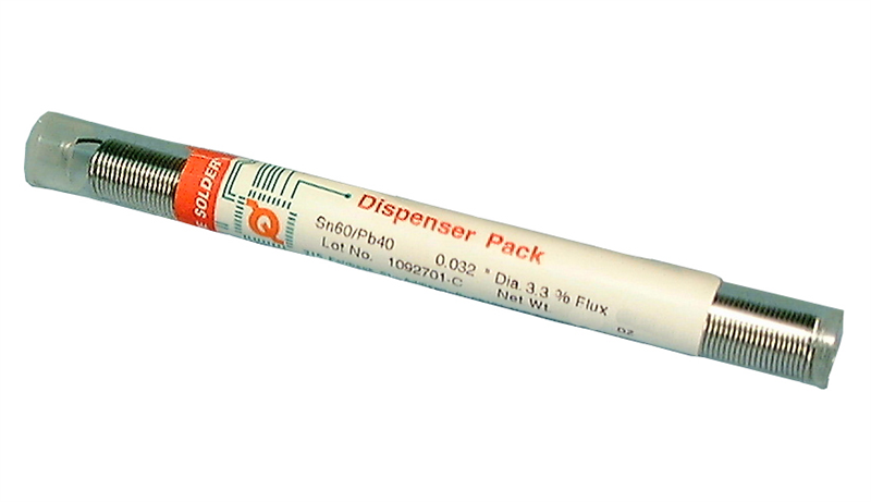 95.5% Tin (Sn) / 4% Silver (Ag) / 0.5% Copper (Cu) Silver-Bearing Lead-Free Rosin-Core Solder, 0.032" Diameter – 0.6 oz.